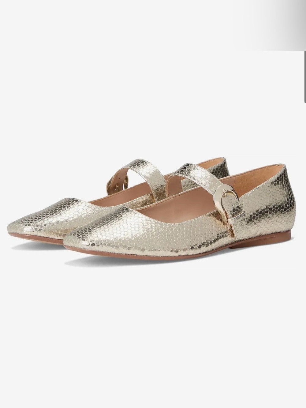 Naturalizer 27 Edit Carter Mary Janes in Champagne Metallic Snake Print Leather